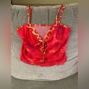 Sheer Red Crop Top